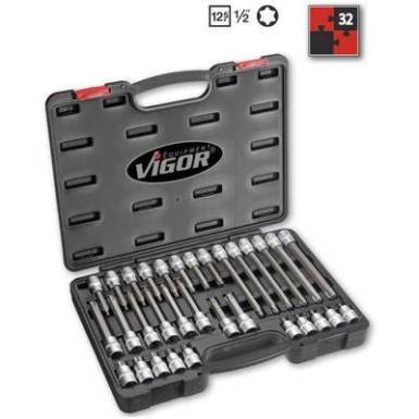 Torx kulcs készlet 12,5 mm ((1/2"), 32 részes, Vigor V1917 Torx kulcs készlet 12,5 mm ((1/2"), 32 részes, Vigor V1917