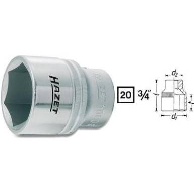 Hatlapú dugókulcsfej 36 mm, belső négyszög 20 mm (3/4), Hazet 1000-36 Hatlapú dugókulcsfej 36 mm, belső négyszög 20 mm (3/4), Hazet 1000-36