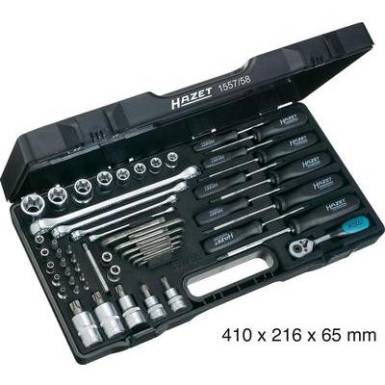 Torx dug&oacute;kulcs-/csavarh&uacute;z&oacute; k&eacute;szlet, 58 r&eacute;szes, Hazet 1557/58