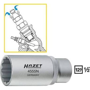 Dugókulcsfej, kettős hatlapú, belső négyszög 12,5 mm (1/2), Hazet 4555N Dugókulcsfej, kettős hatlapú, belső négyszög 12,5 mm (1/2), Hazet 4555N