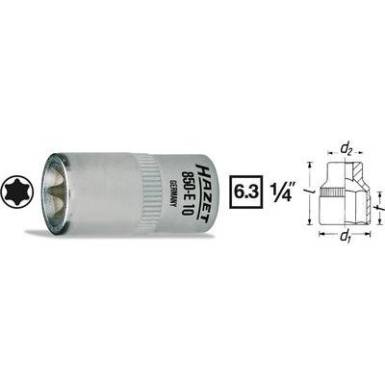 Torx dugókulcsfej 6,3 mm (1/4), Hazet 850-E5 Torx dugókulcsfej 6,3 mm (1/4), Hazet 850-E5