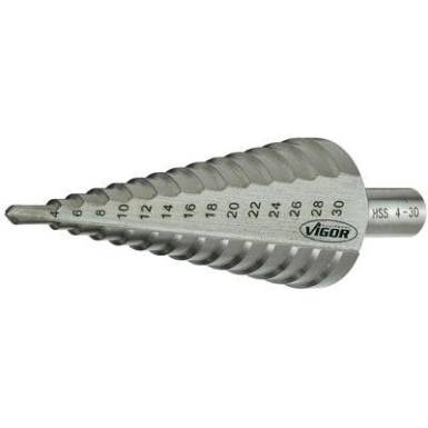 HSS lépcsősfúró Ø 4-30 mm, 100 mm, Vigor V2396 HSS lépcsősfúró Ø 4-30 mm, 100 mm, Vigor V2396
