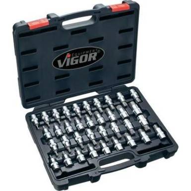 Csavarhúzó betét készlet 12,5 mm (1/2), 36 részes, Vigor V2496 Csavarhúzó betét készlet 12,5 mm (1/2), 36 részes, Vigor V2496