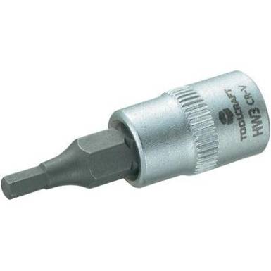 Dugókulcs betét 6,3 mm (1/4) 3 mm-es belsőkulcsnyílású hatlapú bittel, 37 mm, TOOLCRAFT Dugókulcs betét 6,3 mm (1/4) 3 mm-es belsőkulcsnyílású hatlapú bittel, 37 mm, TOOLCRAFT