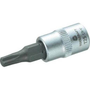 Dugókulcs betét 6,3 mm (1/4), T-profillal T25, hossz: 37 mm, TOOLCRAFT Dugókulcs betét 6,3 mm (1/4), T-profillal T25, hossz: 37 mm, TOOLCRAFT