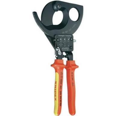 Kábelvágó (racsnis működésű), 280 mm Ø 52 mm/240 mm²/MCM 750 IEC 60900, DIN EN 60900, ASTM F150, Knipex 95 36 280 Kábelvágó (racsnis működésű), 280 mm Ø 52 mm/240 mm²/MCM 750 IEC 60900, DIN EN 60900, ASTM F150, Knipex 95 36 280