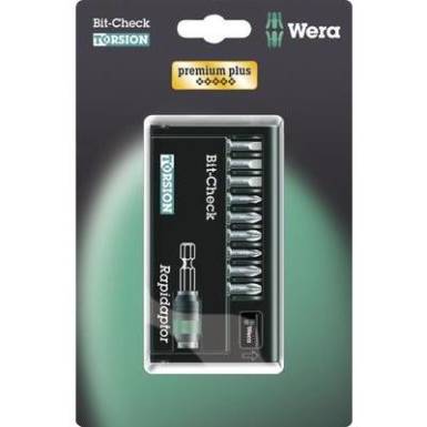 Edzett, ötvözött szerszámacél 10 részes BIT készlet, kereszthornyú PZ, PH Wera 8600-9/TZ Rapidaptor 05073410001 Edzett, ötvözött szerszámacél 10 részes BIT készlet, kereszthornyú PZ, PH Wera 8600-9/TZ Rapidaptor 05073410001