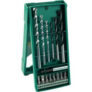 Bosch 15 részes fúrószár és csavarhúzó BIT készlet, fafúró, falfúró és kőzetfúró készlet Bosch Promoline Mini-X-Line Bosch 15 részes fúrószár és csavarhúzó BIT készlet, fafúró, falfúró és kőzetfúró készlet Bosch Promoline Mini-X-Line