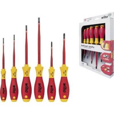 VDE csavarhúzó készlet, kereszt/egyenes, 6 részes, Wiha SlimFix electric 35389 VDE csavarhúzó készlet, kereszt/egyenes, 6 részes, Wiha SlimFix electric 35389