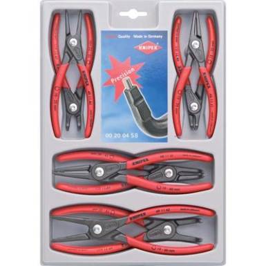 Precíziós Seeger-gyűrű fogó készlet, 8 részes, 12-25/19-60 mm egyenes/90° hegy, Knipex 00 20 04 SB Precíziós Seeger-gyűrű fogó készlet, 8 részes, 12-25/19-60 mm egyenes/90° hegy, Knipex 00 20 04 SB