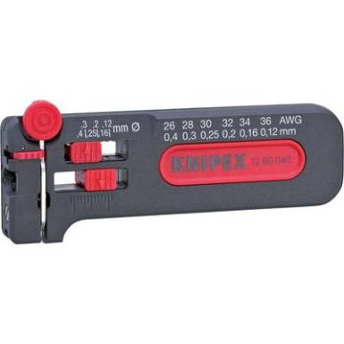 Mini huzalcsupaszító, Ø 0,12-0,4 mm, AWG 36-26, Knipex 12 80 040 SB Mini huzalcsupaszító, Ø 0,12-0,4 mm, AWG 36-26, Knipex 12 80 040 SB