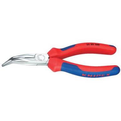 Fél-kerek csőrű fogó vágóéllel (Rádiófogó) 160 mm, hegyes, lapos pofa, Knipex 25 25 160 Fél-kerek csőrű fogó vágóéllel (Rádiófogó) 160 mm, hegyes, lapos pofa, Knipex 25 25 160