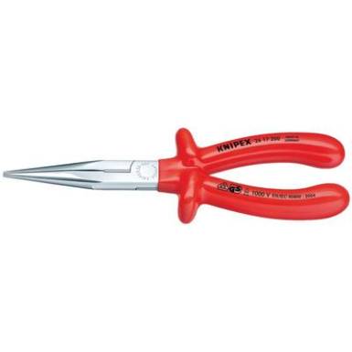 Fél-kerek csőrű fogó vágóéllel (gólyacsőr fogó) 200 mm, lapos, hosszú pofa, Knipex 26 17 200 Fél-kerek csőrű fogó vágóéllel (gólyacsőr fogó) 200 mm, lapos, hosszú pofa, Knipex 26 17 200