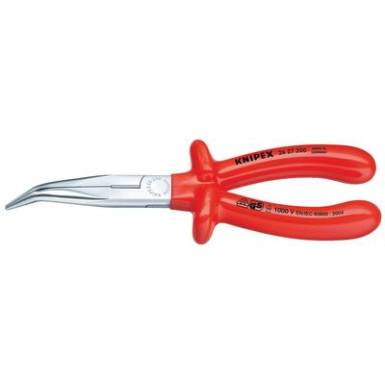 Fél-kerek csőrű fogó vágóéllel (gólyacsőr fogó) 200 mm, lapos, hosszú pofa, hajlított 40°, Knipex 26 27 200 Fél-kerek csőrű fogó vágóéllel (gólyacsőr fogó) 200 mm, lapos, hosszú pofa, hajlított 40°, Knipex 26 27 200