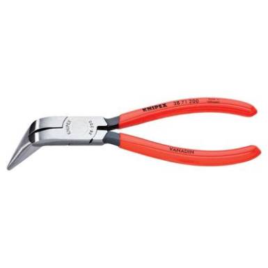 Műszerész fogó 200 mm, 70°-os szögben tört, lapos, kerek pofa, Knipex 38 71 200 Műszerész fogó 200 mm, 70°-os szögben tört, lapos, kerek pofa, Knipex 38 71 200