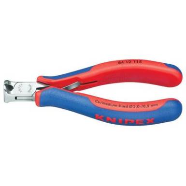 Elektronikai homlokcsípőfogó, lágy/közepes/kemény huzal max.: Ø 2/0,8/0,5 mm, Knipex 64 12 115 Elektronikai homlokcsípőfogó, lágy/közepes/kemény huzal max.: Ø 2/0,8/0,5 mm, Knipex 64 12 115
