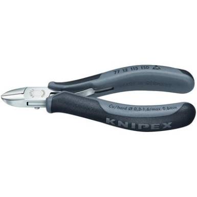 ESD elektronikai oldalcsípőfogó, lágy/közepes/kemény huzal max.: Ø 1,6/1,2/0,6 mm, Knipex 77 12 115 ESD ESD elektronikai oldalcsípőfogó, lágy/közepes/kemény huzal max.: Ø 1,6/1,2/0,6 mm, Knipex 77 12 115 ESD