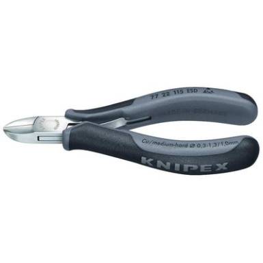 ESD elektronikai oldalcs&iacute;pőfog&oacute;, l&aacute;gy/k&ouml;zepes huzal max.: &Oslash; 1,3/1 mm, Knipex 77 22 115 ESD