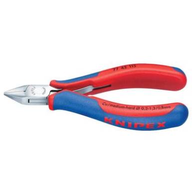 Elektronikai oldalcsípőfogó, lágy/közepes huzal max.: Ø 1,3/0,8 mm, Knipex 77 42 115 Elektronikai oldalcsípőfogó, lágy/közepes huzal max.: Ø 1,3/0,8 mm, Knipex 77 42 115