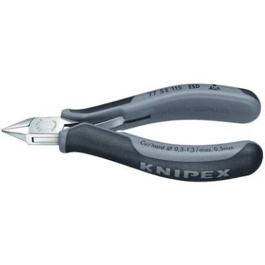 ESD elektronikai oldalcsípőfogó, lágy/közepes/kemény huzal max.: Ø 1/0,8/0,5 mm, Knipex 77 52 115 ESD ESD elektronikai oldalcsípőfogó, lágy/közepes/kemény huzal max.: Ø 1/0,8/0,5 mm, Knipex 77 52 115 ESD