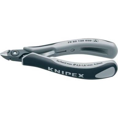 ESD Precíziós-elektronikai oldalcsípőfogó, minifej, lágy/közepes/kemény huzal max.: Ø 1,4/1/0,6 mm, Knipex 79 02 120 ESD ESD Precíziós-elektronikai oldalcsípőfogó, minifej, lágy/közepes/kemény huzal max.: Ø 1,4/1/0,6 mm, Knipex 79 02 120 ESD