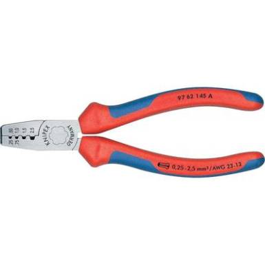 Krimpelő fog&oacute; &eacute;rv&eacute;gh&uuml;velyekhez 145 mm, pol&iacute;rozott fej, Knipex 97 62 145 A