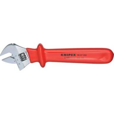 Szigetelt, &aacute;ll&iacute;that&oacute; g&ouml;rgős vill&aacute;skulcs 260 mm, befog&aacute;s: 30 mm (1 1/8"), Knipex 98 07 250