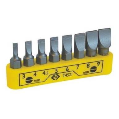 C.K. T4521 Csavarh&uacute;z&oacute; bit k&eacute;szlet 8 r&eacute;szes egyenespeng&eacute;jű, 3, 4, 4.5, 5, 6, 7, 8, 9 mm