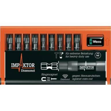 Gyémántbevonatos ötvözött szerszámacél Impaktor BIT készlet, Torx, kereszthornyú PH, PZ és belső hatlapú BIT-ekkel 10 részes készlet Wera 8740/51/55/67-9/IDC Impaktor Bit-Check 05057680001 Gyémántbevonatos ötvözött szerszámacél Impaktor BIT készlet, Torx, kereszthornyú PH, PZ és belső hatlapú BIT-ekkel 10 részes készlet Wera 8740/51/55/67-9/IDC Impaktor Bit-Check 05057680001