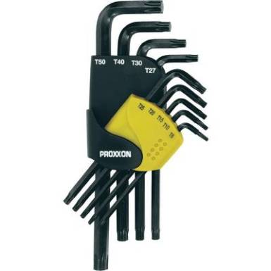 Proxxon Industrial 23 944 Der&eacute;ksz&ouml;gű torx kulcs k&eacute;szlet, 9 r&eacute;szes, m&eacute;retek: T8/T10/T15/T20/T25/T27/T30/T40/T50