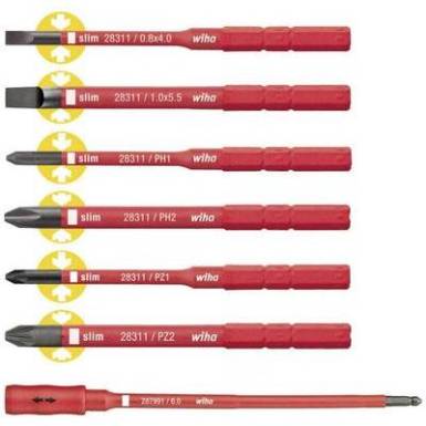 VDE cserélhető csavarhúzó penge készlet, 7 részes, Wiha slimTorque 36079 VDE cserélhető csavarhúzó penge készlet, 7 részes, Wiha slimTorque 36079