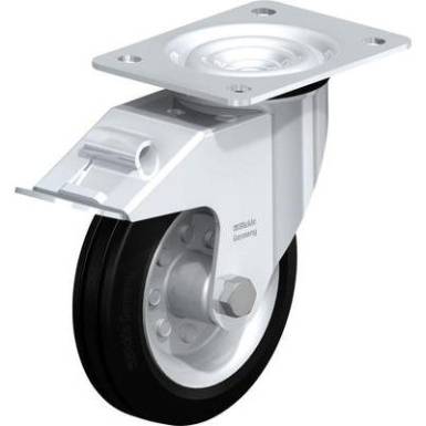 Gumi kerék, acéllemez forgóvillás, kerékfékkel 150MM, felfogótalppal Gumi kerék, acéllemez forgóvillás, kerékfékkel 150MM, felfogótalppal