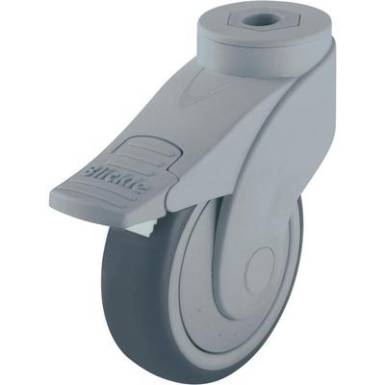 Blickle 744739 100mm-es formatervezett műanyag görgő rögzítő fékkel, WAVE, terelő görgő hátsó furattal és rögzítő fékkel Blickle 744739 100mm-es formatervezett műanyag görgő rögzítő fékkel, WAVE, terelő görgő hátsó furattal és rögzítő fékkel