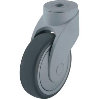 Blickle 743102 125 mm-es formatervezett műanyag terelő görgő, WAVE, kivitel: terelő görgő hátsó furattal Blickle 743102 125 mm-es formatervezett műanyag terelő görgő, WAVE, kivitel: terelő görgő hátsó furattal