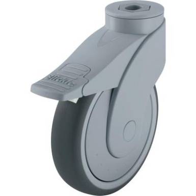 Blickle 743103 125mm-es formatervezett műanyag görgő rögzítő fékkel, WAVE, terelő görgő hátsó furattal és rögzítő fékkel Blickle 743103 125mm-es formatervezett műanyag görgő rögzítő fékkel, WAVE, terelő görgő hátsó furattal és rögzítő fékkel