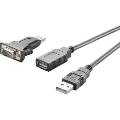 Soros portos D-SUB/USB 2.0 &aacute;talak&iacute;t&oacute; szett [1x USB 2.0 dug&oacute; A - 1x D-SUB dug&oacute; 9p&oacute;lus&uacute;] 1 m, fekete 971791