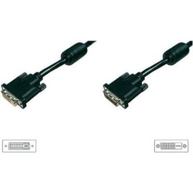 DVI TV, monitorkábel, hosszabbító kábel (1x DVI dugó 24+1 pólusú - 1x DVI 24+1 pólusú) 4.50 m Fekete Digital DualLink DVI TV, monitorkábel, hosszabbító kábel (1x DVI dugó 24+1 pólusú - 1x DVI 24+1 pólusú) 4.50 m Fekete Digital DualLink