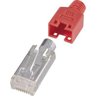 RJ45 CAT 5e egyenes dug&oacute; 8P8C 10 db-os k&eacute;szlet, piros sz&iacute;nű Hirose Electronic 973090