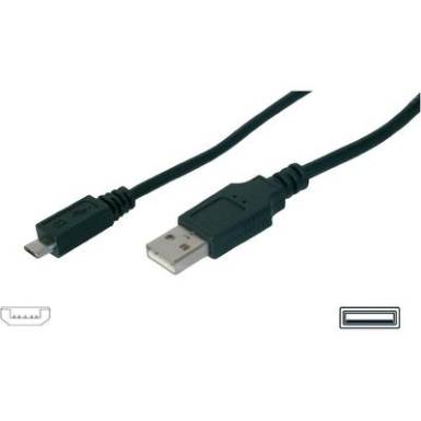 USB k&aacute;bel [1x USB 2.0 dug&oacute; A - 1x USB 2.0 dug&oacute; Mikro-B] 1.80 m Fekete