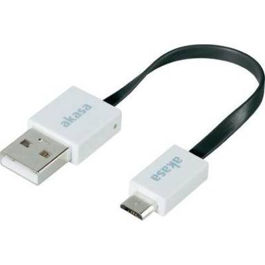 USB adatkábel, töltőkábel, USB mikro 2.0 fekete, 15cm lapos kivitel, Akasa USB adatkábel, töltőkábel, USB mikro 2.0 fekete, 15cm lapos kivitel, Akasa