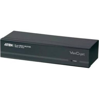 8 portos VGA splitter be&eacute;p&iacute;tett erős&iacute;tővel ATEN fekete