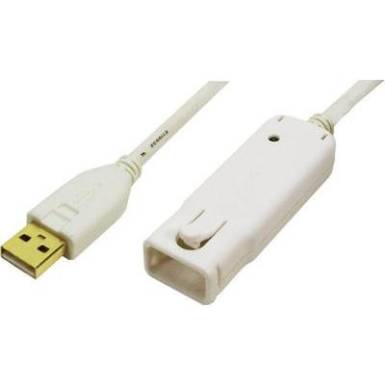 USB 2.0 hosszabb&iacute;t&oacute; k&aacute;bel 12 m, feh&eacute;r, aranyozott, UA0092