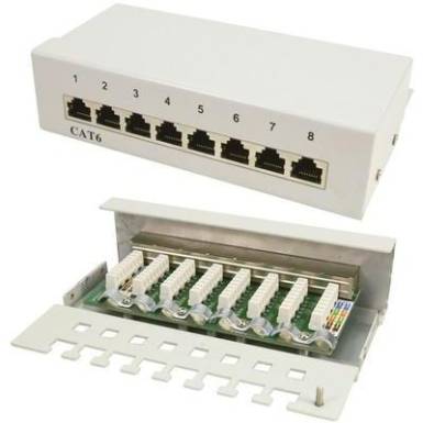 8 portos CAT6 patch panel RAL7035, LogiLink NP0016A 8 portos CAT6 patch panel RAL7035, LogiLink NP0016A