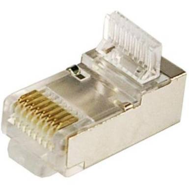 8 pólusú RJ45 csatlakozó dugó CAT5e, árnyékolt, 100 db, ezüst, LogiLink MP0004 8 pólusú RJ45 csatlakozó dugó CAT5e, árnyékolt, 100 db, ezüst, LogiLink MP0004
