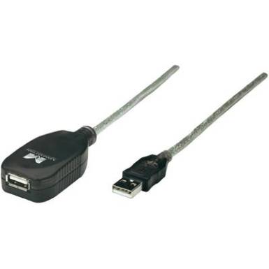 USB 2.0 toldókábel, hosszabbító kábel 5 m, átlátszó, Manhattan 519779 USB 2.0 toldókábel, hosszabbító kábel 5 m, átlátszó, Manhattan 519779