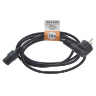3 pólusú hálózati tápkábel pc-hez [230V földelt dugó - C14 csatlakozó aljzat] 1.8m fekete színű Belkin F3A225cp1.8M