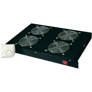 Betolhat&oacute; szellőztető egys&eacute;g, 48,3 cm (19"), fekete, Digitus DN-19 FAN-4-HO-SW
