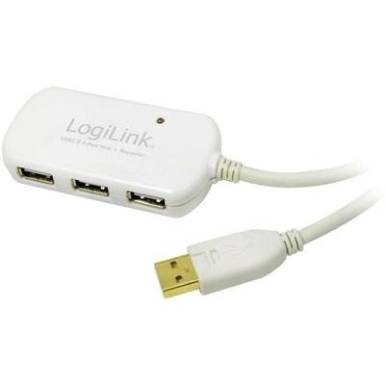 USB 2.0 repeater kábel, 4 portos USB Hub-al, 12 m, LogiLink UA0108 USB 2.0 repeater kábel, 4 portos USB Hub-al, 12 m, LogiLink UA0108