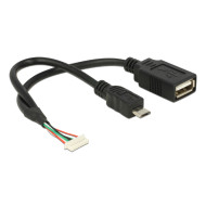 Delock Cable USB 2.0 pin header female 1,25 mm 8 pin  USB 2.0 Type-A female + USB 2.0 Type Micro-B 84835