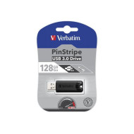 VERBATIM Pendrive, 128GB, USB 3.0, VERBATIM "Pinstripe", fekete